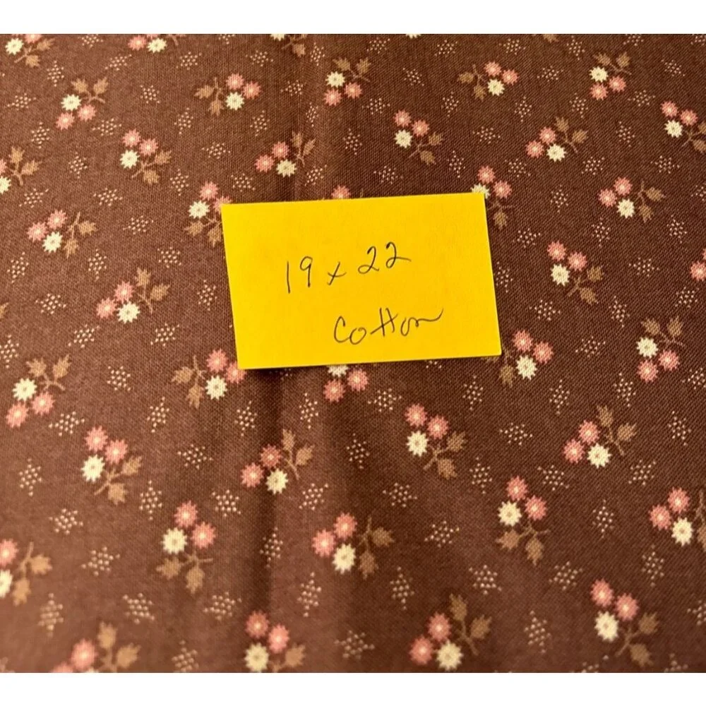 Small Floral Brown Quilting Cotton Fabric 19x22